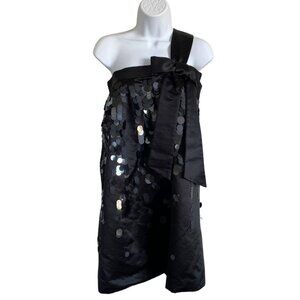 Kate Spade Black Sequin One Shoulder Bow Cocktail Party Mini Dress